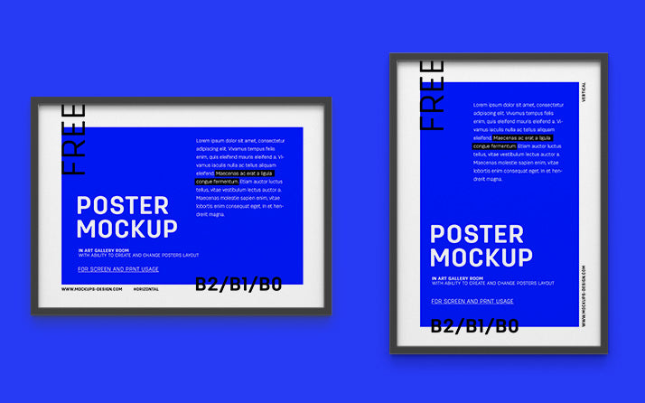 Free Art Gallery Frame or Poster Mockup (B2 or B1 or B0 Sizes)
