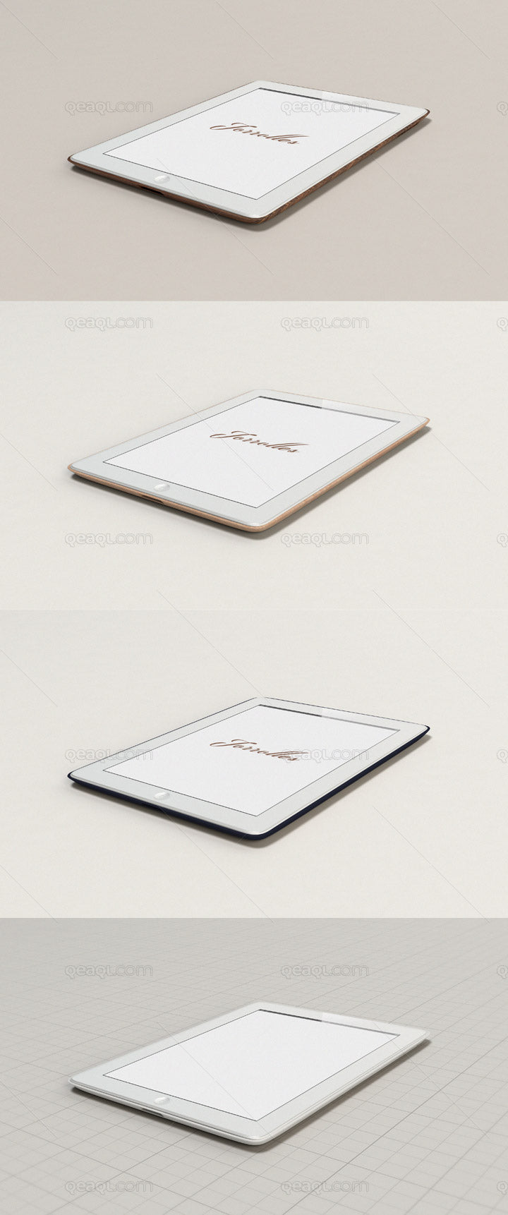 Free Side Angle View of iPad Mockup on a Plastic or Wooden Surface