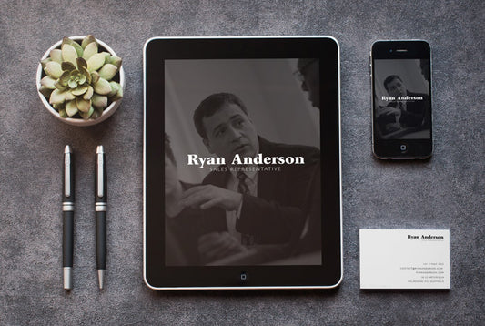 Free Business Style Stationery Mockup with iPad