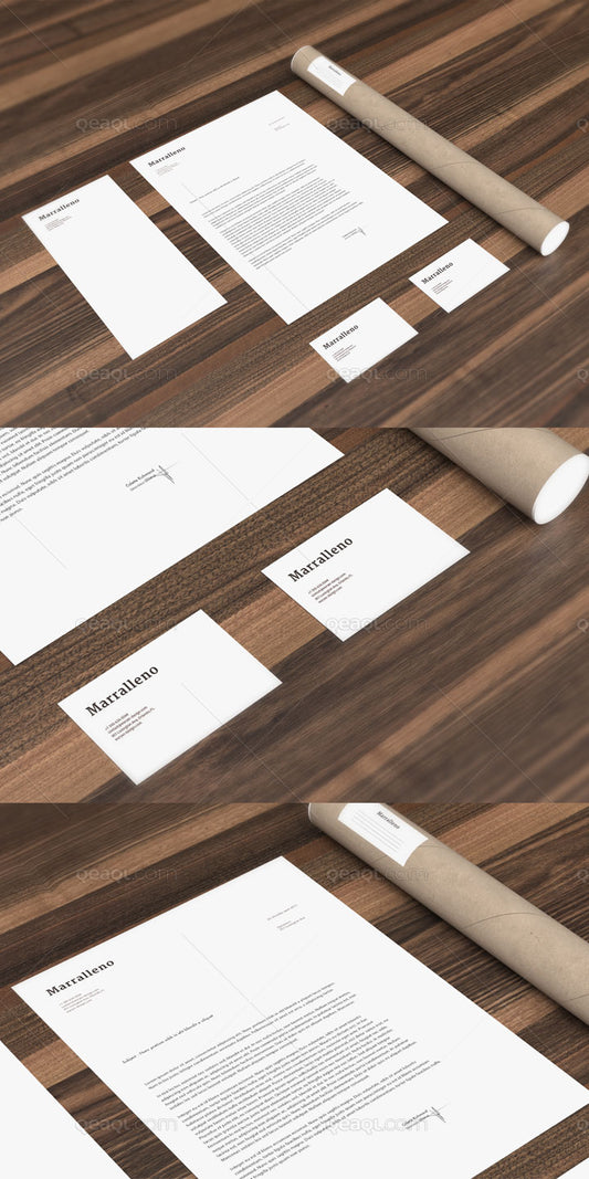 Free Stationery Mockup Collection on a Wooden Floor