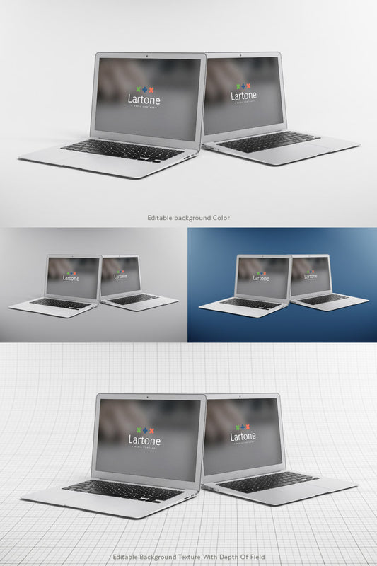 Free 2 Macbook Air Mockups in Different Angles