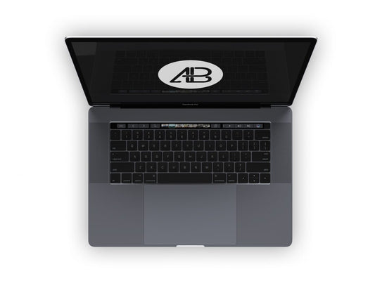 Free Realistic Space Gray Macbook Pro Mockup Top View