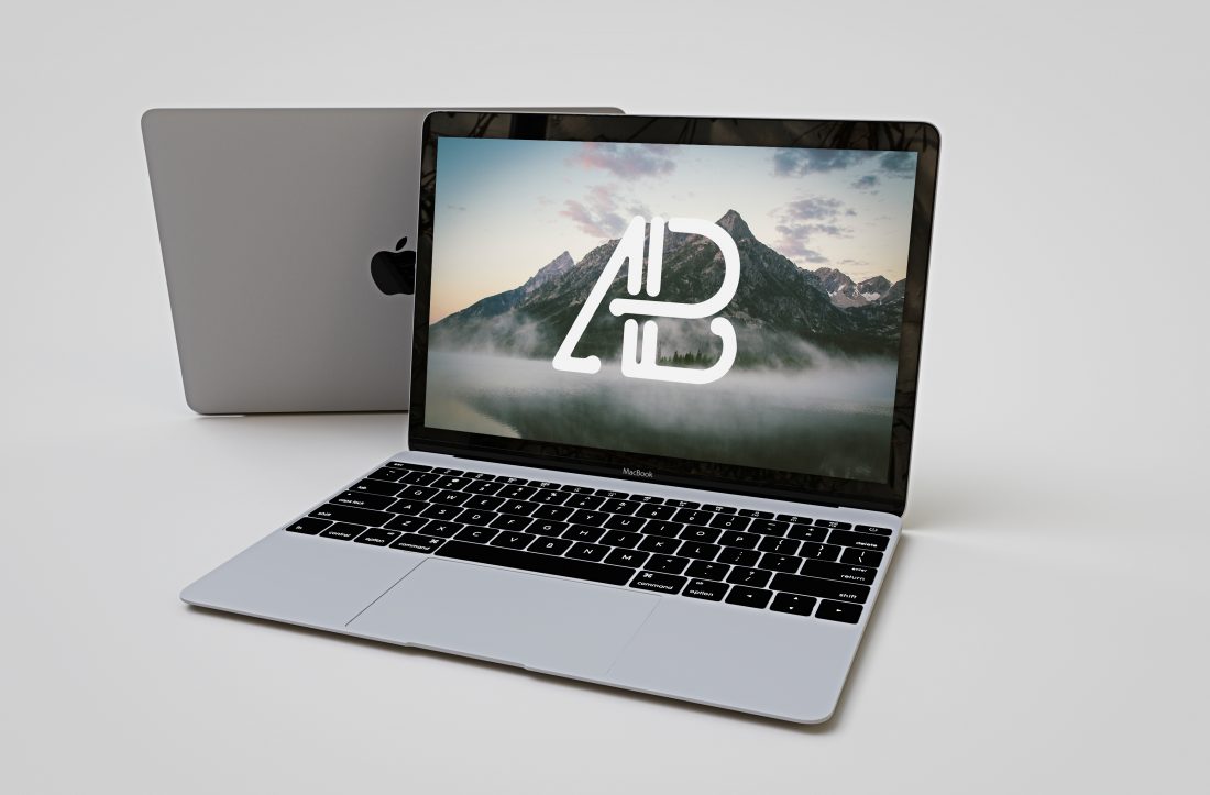 Free Realistic Apple Macbook Side Angle Mockup