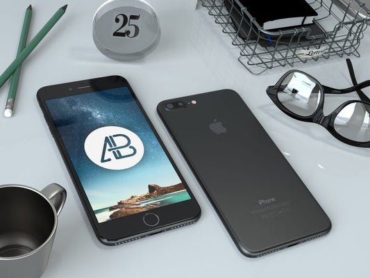 Free Realistic Black iPhone 7 Plus Mockup