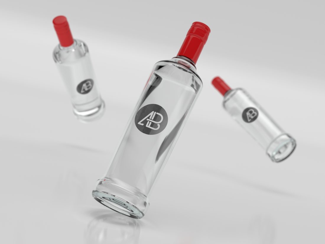 Free Realistic Vodka Bottle Branding Mockup