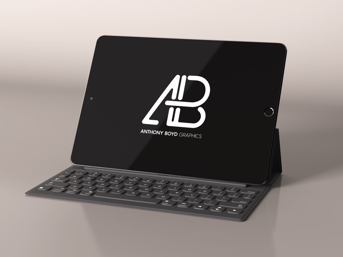 Free Realistic iPad Pro Mockup with Keyboard