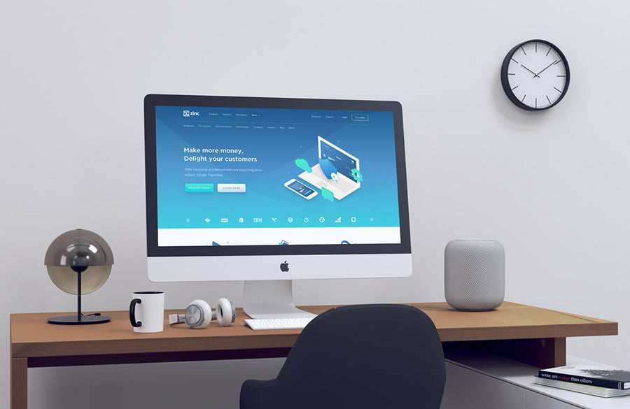 Free Realistic Home Office iMac PSD Mockup