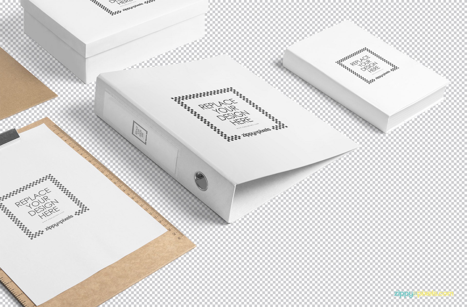 Free Box File Mockup Scene – CreativeBooster