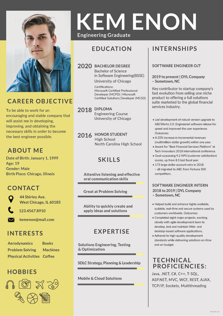 Free Engineering Freshers Resume CV Template in Photoshop (PSD) Format ...