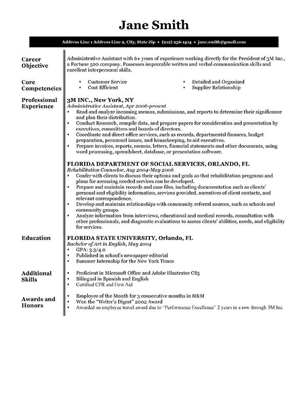 Free Executive Resume Templates in Microsoft Word Format