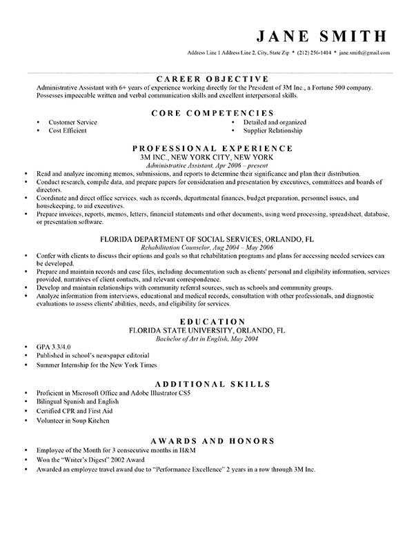 Free Formal Resume Templates in Microsoft Word Format