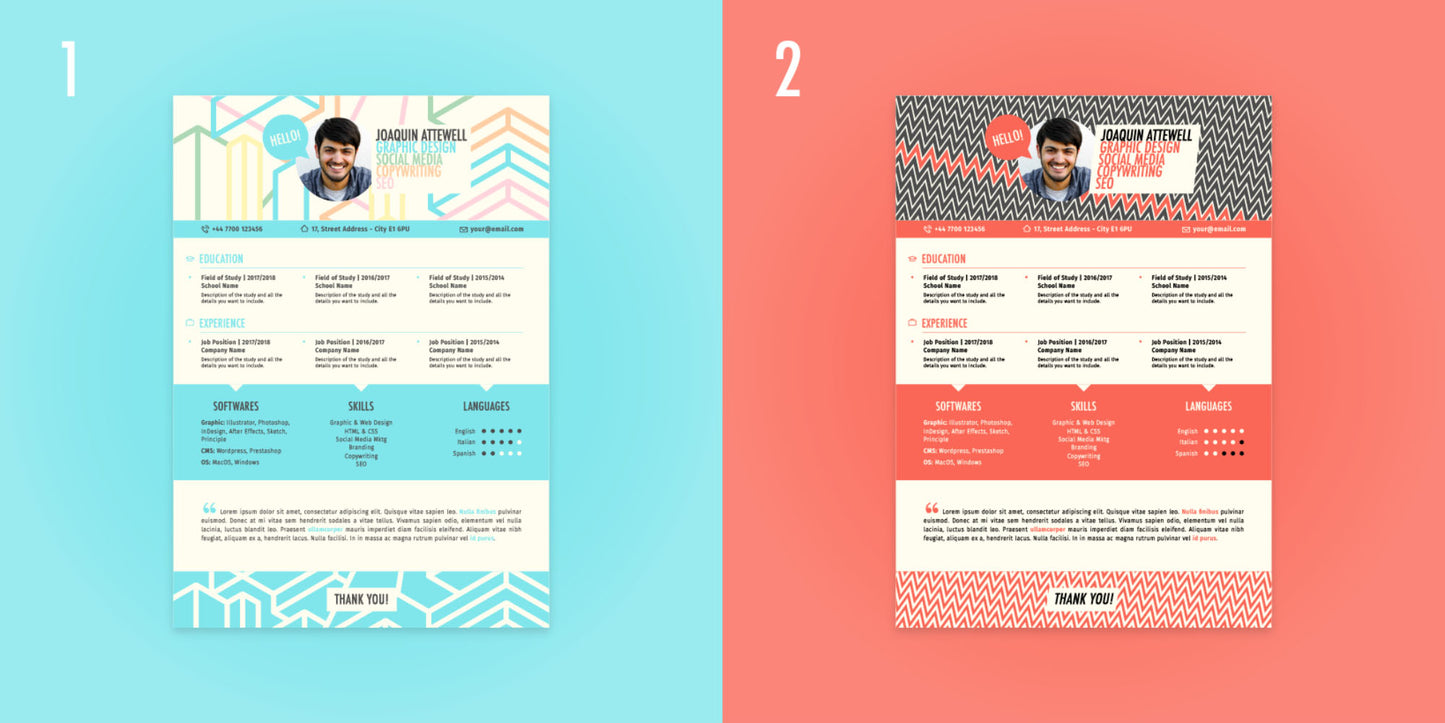 Free 6 Styles of Resume Templates in Illustrator (AI) Format