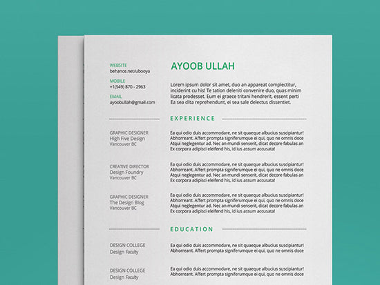 Free Minimal Resume CV Template in Illustrator (AI) Format ...