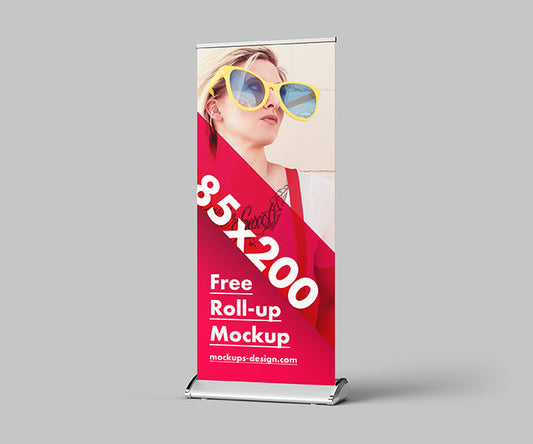 Free Roll-up Advertisement Mockup or 85x200 cm