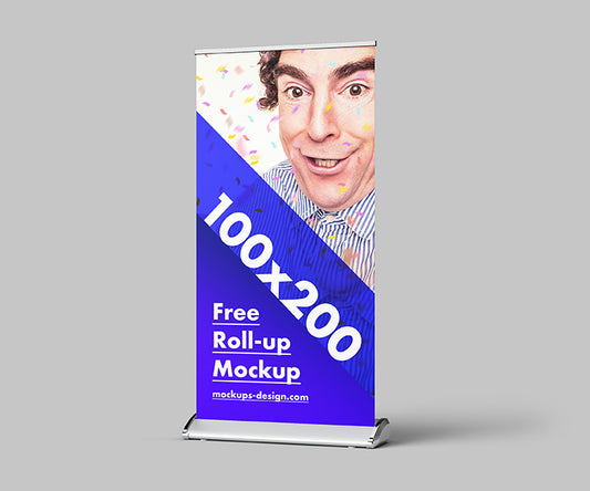 Free 3 x Roll-Up Advertisement Mockup or 100x200 cm