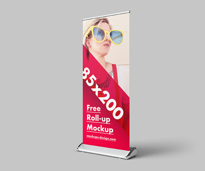 Free Roll-up Advertisement Mockup or 85x200 cm