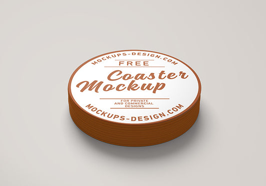 Free Round Coster Business Label Mockup