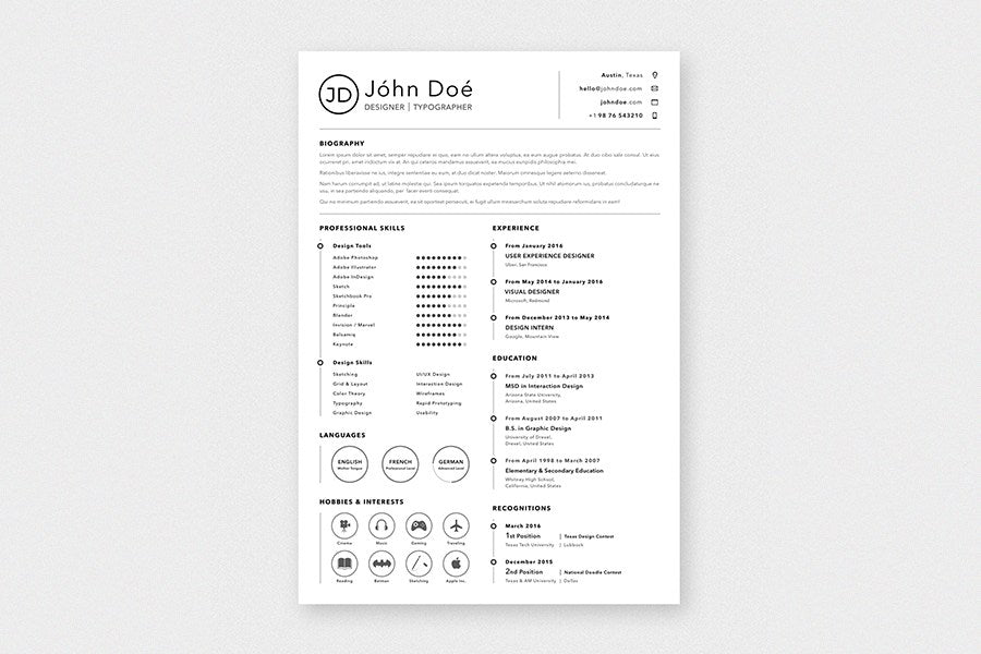 Free A4 Sketch Format Resume Template