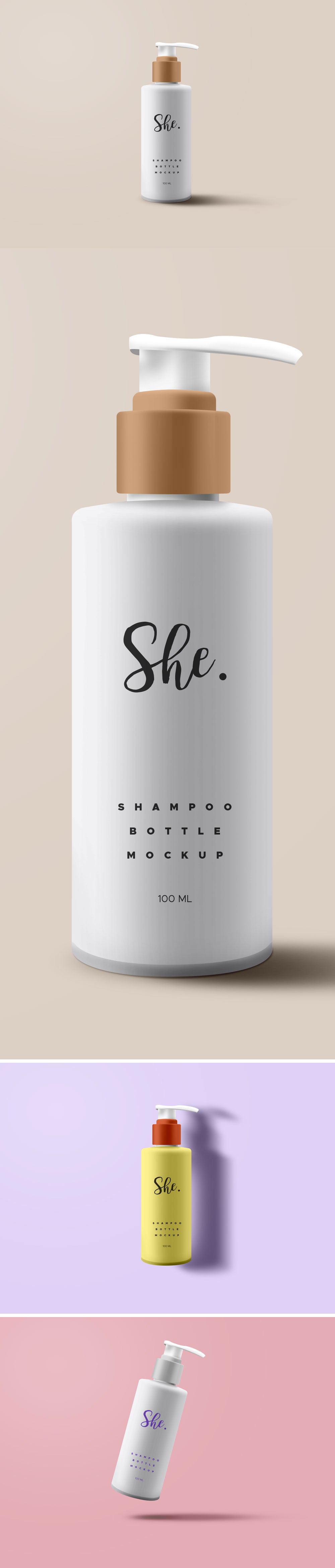 Free Shampoo Bottle Packaging PSD Mockup