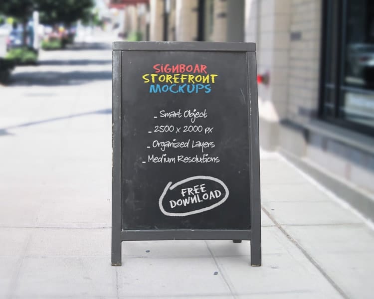 Free Signboard Restaurant Chalkboard Mockups