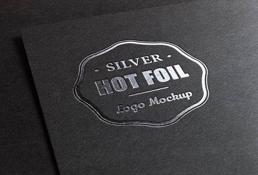 Free Silver Stamping Foil Logo Psd MockUp