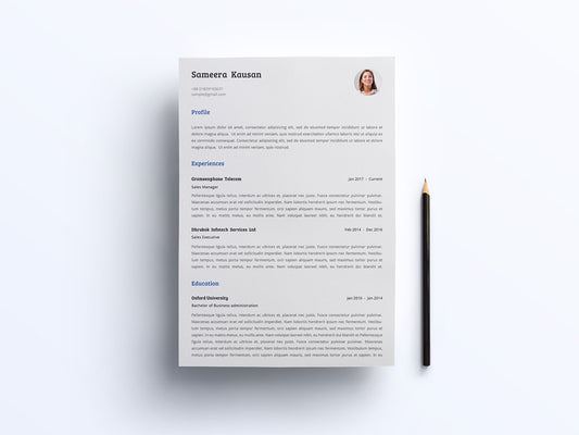 Free Simple Photo CV Resume and Cover Letter Template in Microsoft Word (DOC) and Illustrator (AI) Formats