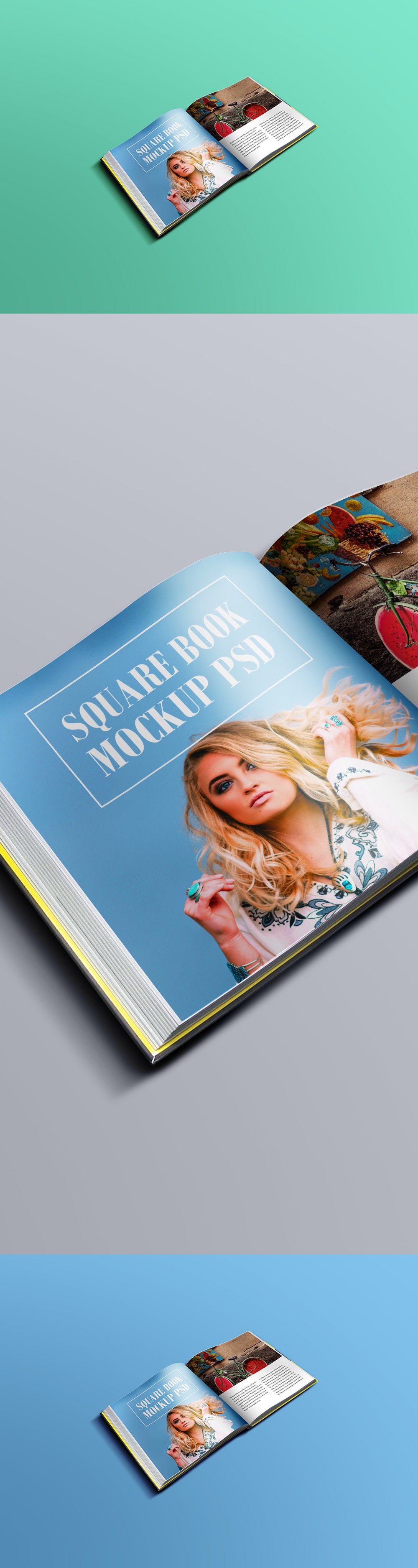 Free Square Book or Magazine or Newspaper Mockup PSD