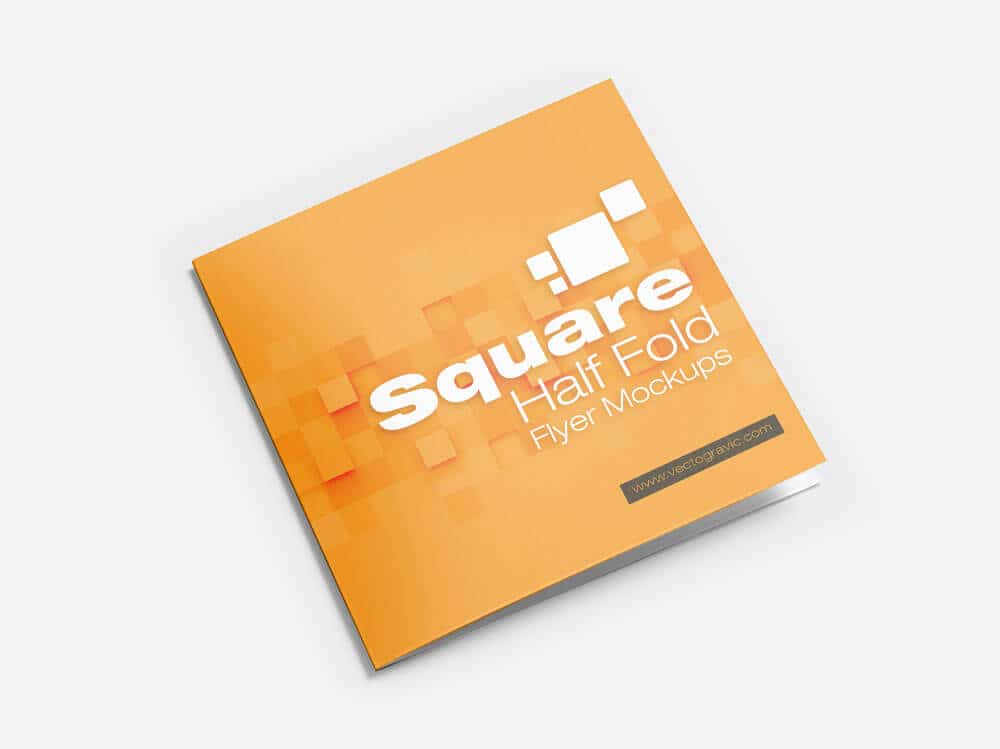 Free Square Half Fold Brochure Mockups