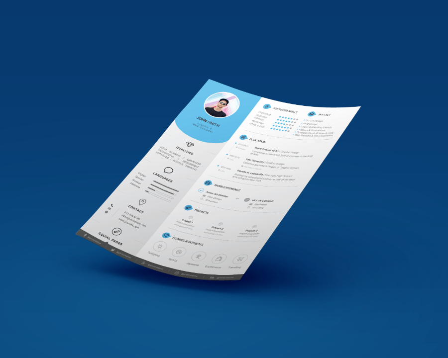 Free Perfect Balance CV Resume Template for Photoshop (PSD), Illustrator (AI) and Indesign Formats