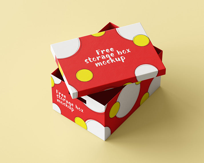Free Storage Cardboard Packaging Box Mockup