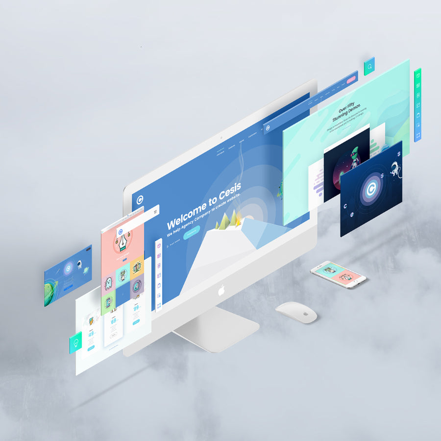 Free The Website Screen Display Designs Perspective PSD Mockup ...