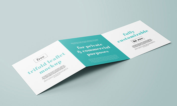 Free Collection of 5 Trifold Square Leaflet Mockups