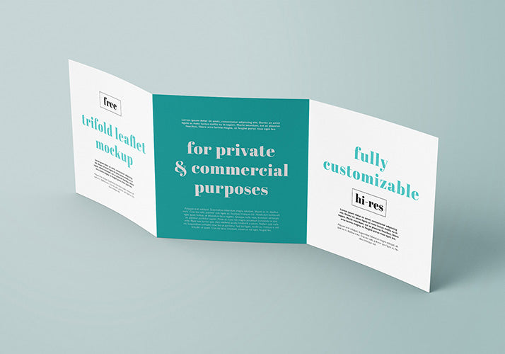 Free Collection of 5 Trifold Square Leaflet Mockups