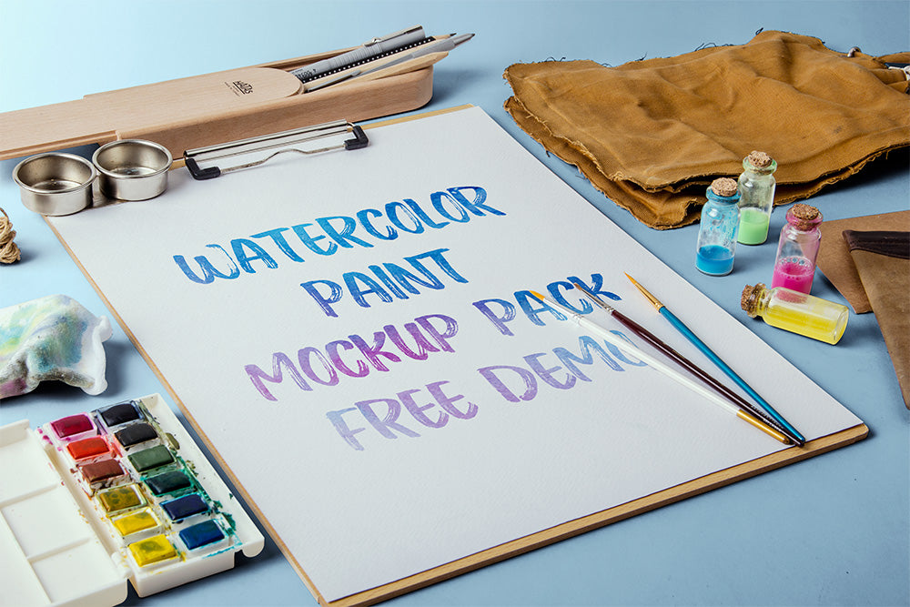 Free Watercolor Paint Paper or Canvas Mockup