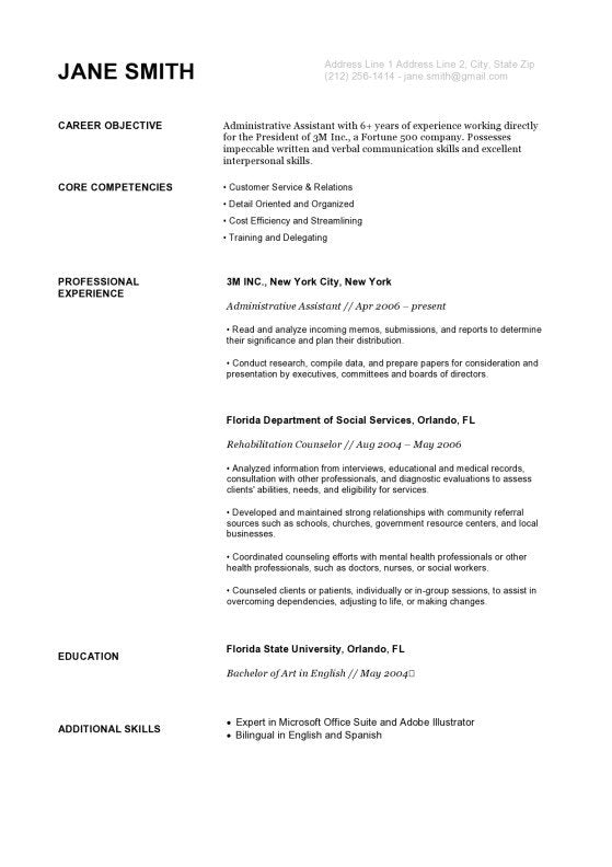 Free Creative White House Resume Templates in Microsoft Word Format