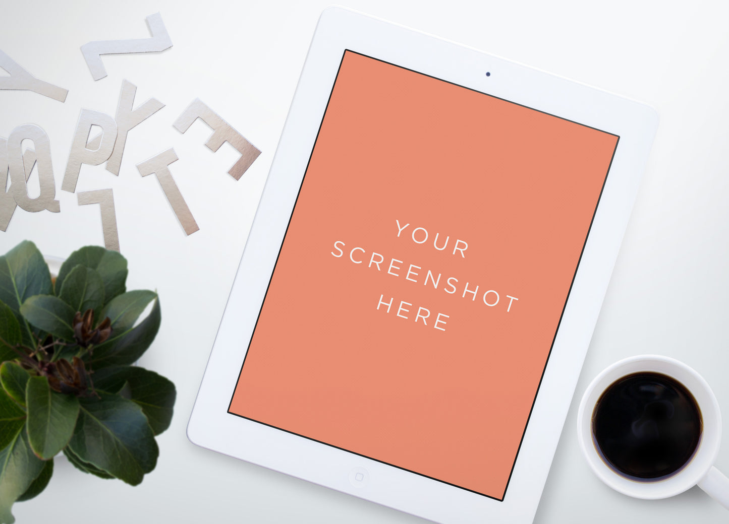 Free Clean White iPad MockUp with Empty Screen