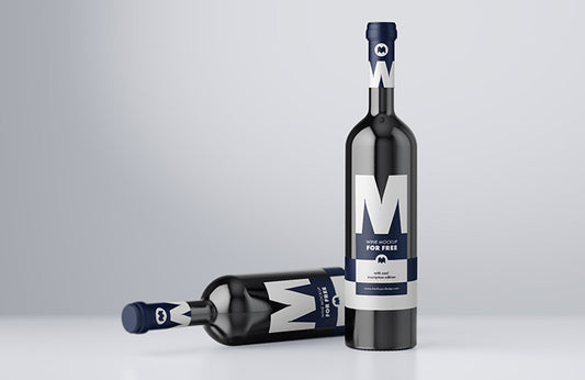 Free Ultra-Realistic Black Wine Bottle Mockup