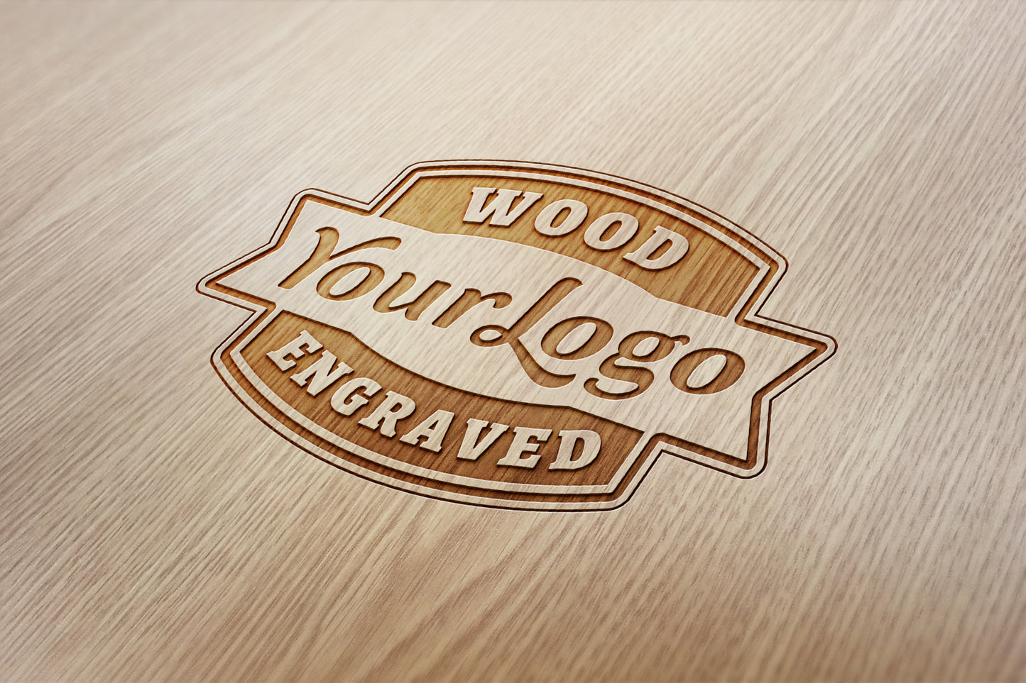 Free Engraved Wooden Logo MockUp