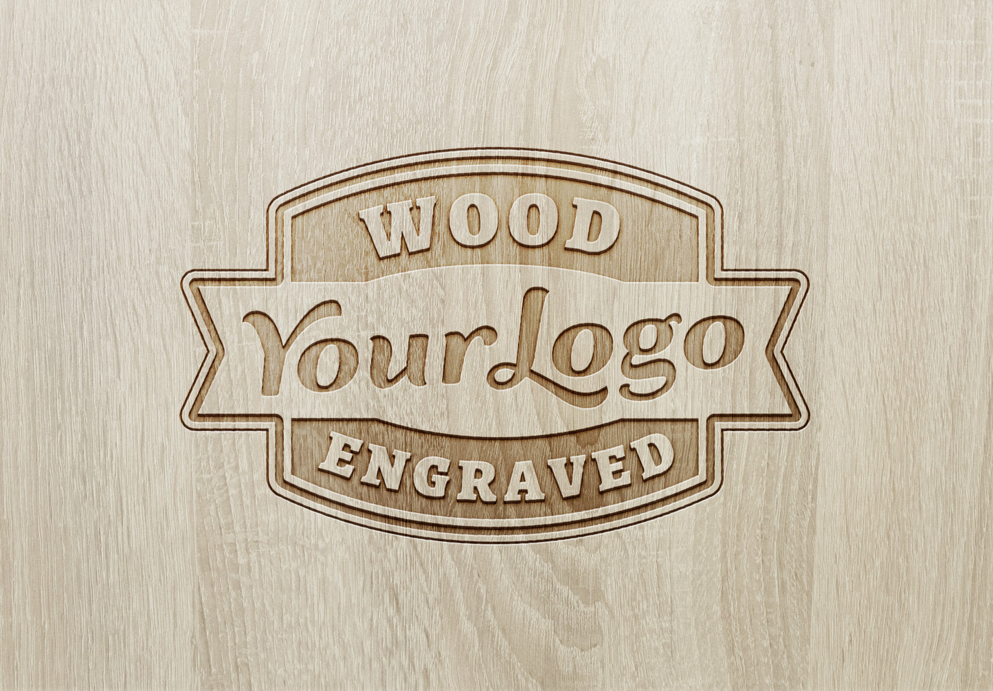 Free Authentic Wood Engraved Logo MockUp