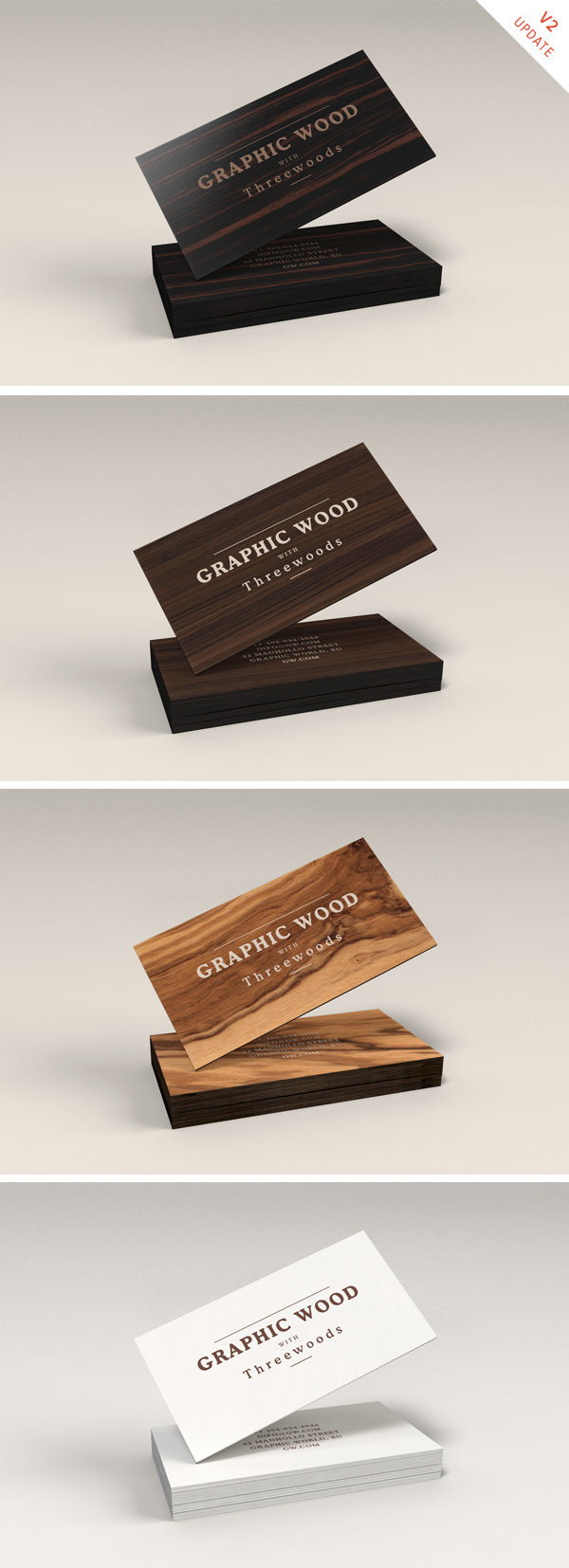 Free Wooden Business Cards MockUp