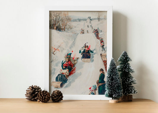 Free A Hand Drawing Picture Of Sled In Winter Picture Psd