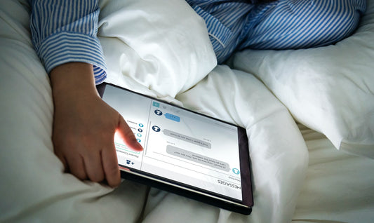 Free A Woman Using A Tablet In Bed
