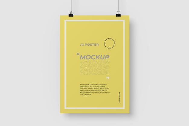 Free A1 Hanging Poster Mockup Psd