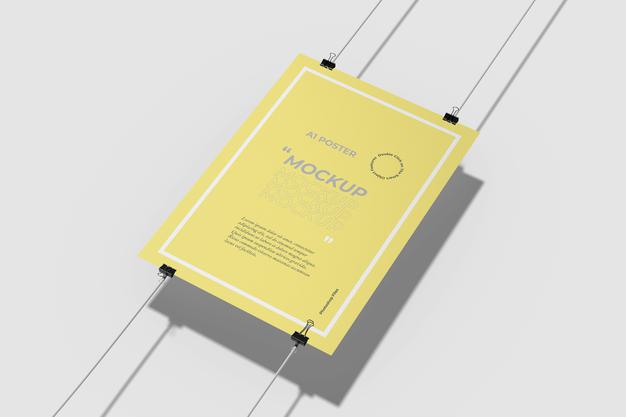 Free A1 Poster Mockup Above View Psd