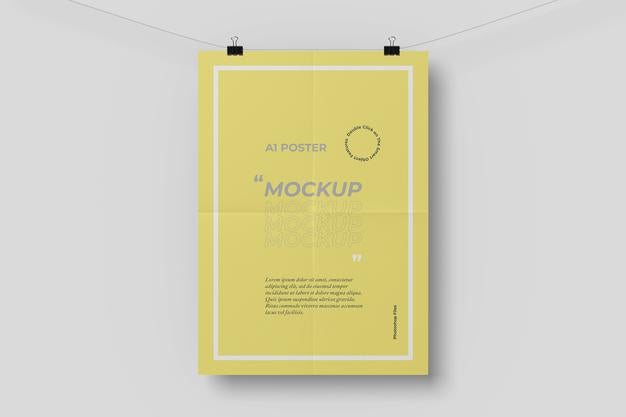 Free A1 Poster Mockup With A Folding Effect Psd