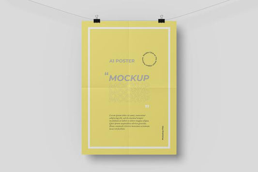 Free A1 Poster Mockup With A Folding Effect Psd