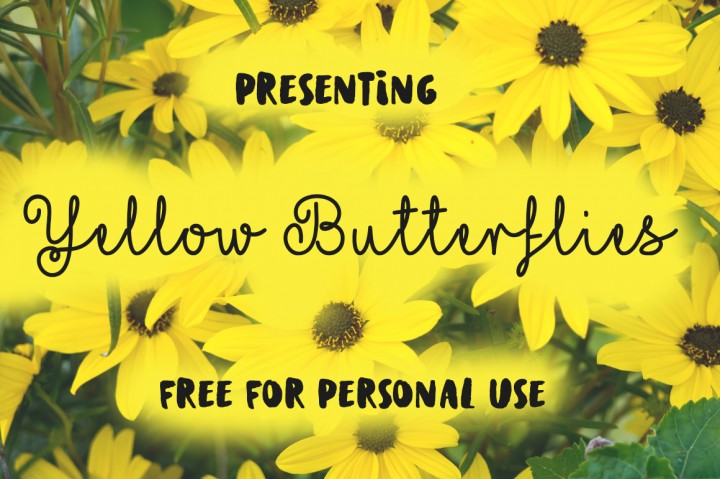 Free Font Yellow Butterflies - Personal Use Only