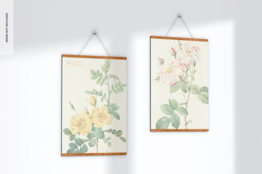 Free A3 Wooden Frame Posters Hanger Mockup Psd