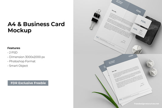 Free A4 And Business Card Mockup