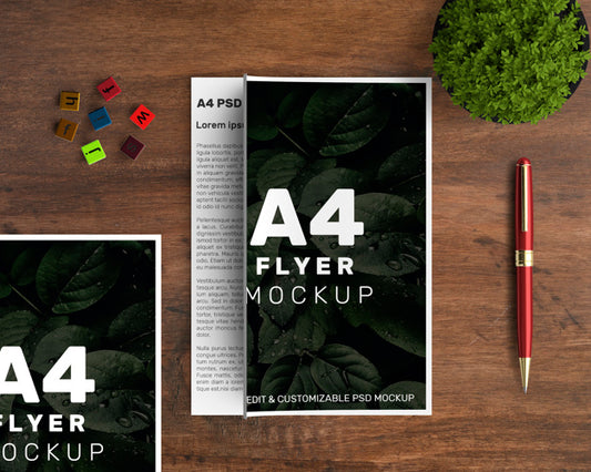 Free A4 Flyer Mockup Of Two Psd